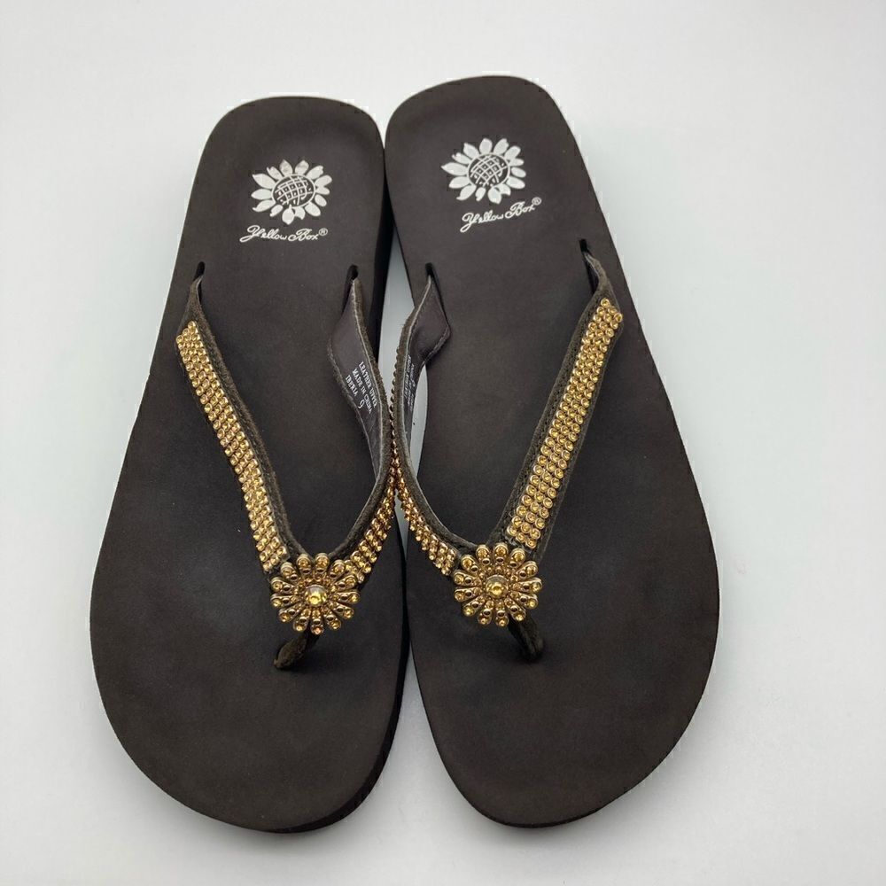 Yellow Box Iberia Leather Upper Brown Sandals Size 9
